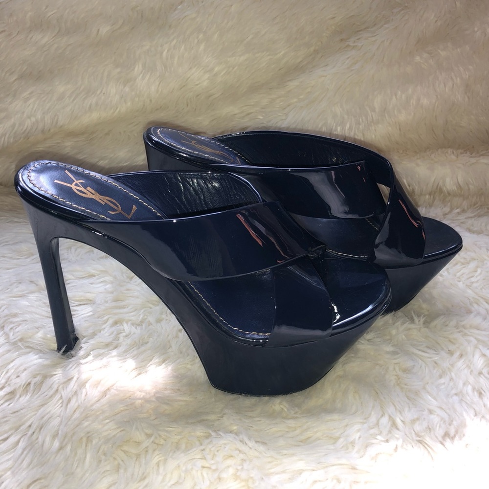 YSL Blue Platform Heels